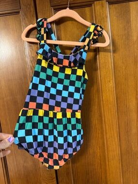 Bums & Roses Checkered Bubble Romper